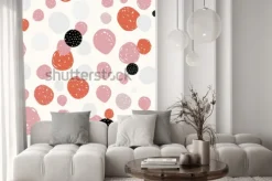 Naklejka: Ręcznie rysowane wzór. kolaż wzór kropki i obrysu. nowoczesne