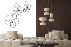 Naklejka: Ręcznie rysowane kwiaty orchidei. czarno-biały ilustracja wektorowa