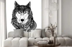 Naklejka: Ręcznie rysowane ilustracji wektorowych streszczenie wilk