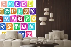 Naklejka: Ręcznie rysowany alfabet w stylu kreskówkowym