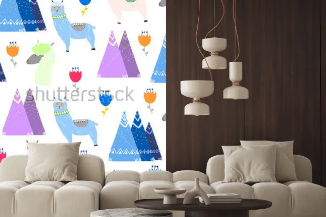 Naklejka: Ręcznie utworzone przedmioty peruwiańskie. kolorowy wektor wzór