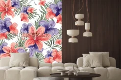 Naklejka: Róże kwitnące rośliny kwiaty wiosna-lato. wzór. grafika wektorowa