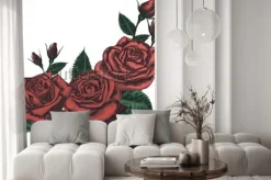 Naklejka: Realistyczna ilustracja bukietu czerwonych róż