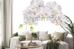 Naklejka: Realistyczna ilustracja białej orchidei