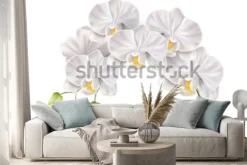 Naklejka: Realistyczna ilustracja białej orchidei
