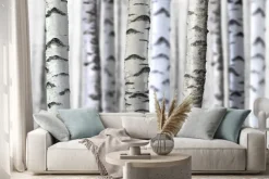 Naklejka: Realistyczny las brzozowy