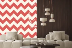 Naklejka: Red chevron pattern with distressed texture
