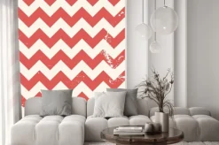 Naklejka: Red chevron pattern with distressed texture