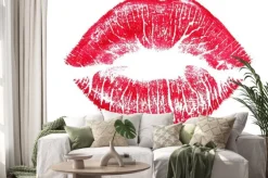 Naklejka: Red lips isolated on white