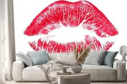 Naklejka: Red lips isolated on white