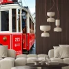 Naklejka: Red retro tramwaj na taksim istiklal street