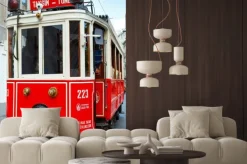 Naklejka: Red retro tramwaj na taksim istiklal street