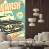 Naklejka: Retro car wash poster design