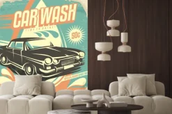Naklejka: Retro car wash poster design