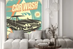 Naklejka: Retro car wash poster design