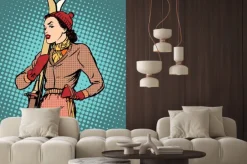 Naklejka: Retro dziewczyna z nartami