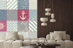 Naklejka: Retro mozaika w stylu żeglarskim.