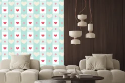 Naklejka: Retro seamless pattern with small hearts on gingham background