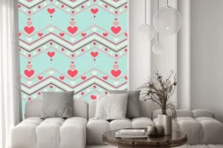 Naklejka: Retro style chevron seamless pattern with hearts