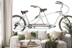 Naklejka: Retro stylem rower tandem samodzielnie na biały