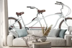 Naklejka: Retro stylem rower tandem samodzielnie na biały