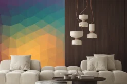 Naklejka: Retro wzór kształty geometryczne. kolorowe transparent mozaiki.