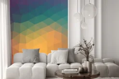 Naklejka: Retro wzór kształty geometryczne. kolorowe transparent mozaiki.