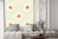 Naklejka: Retro wzór truskawki. shabby chic style