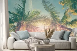 Naklejka: Retro zdjęcie z palmami