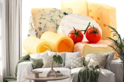 Naklejka: Różne rodzaje sera na białym tle