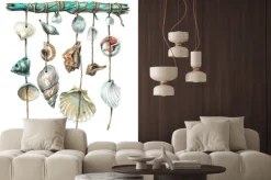 Naklejka: Różnorodne muszle morskie na sznurkach