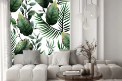 Naklejka: Różnorodne zielone liście na białym tle