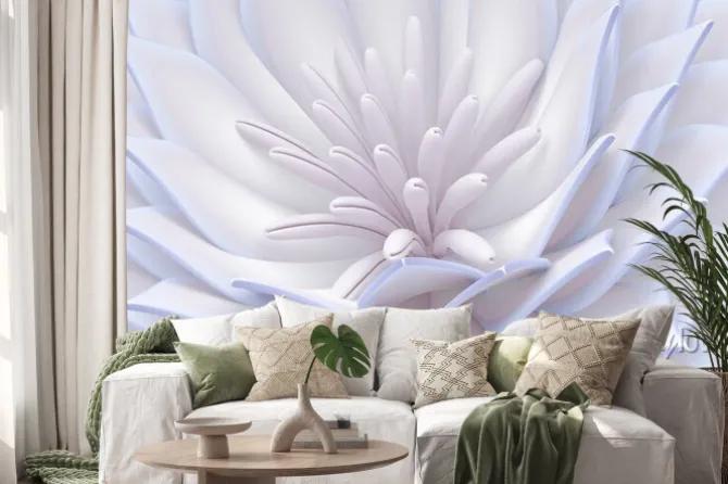 Naklejka: Środek białego kwiatu z efektem 3d