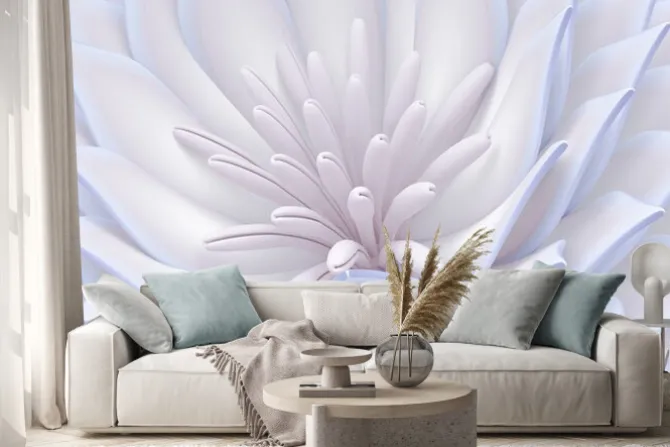 Naklejka: Środek białego kwiatu z efektem 3d