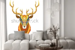 Naklejka: Rogacz kierowniczy lowpolygon geometryczny deseniowy wektor eps10