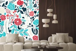 Naklejka: Roślinny wzór w stylu ludowym