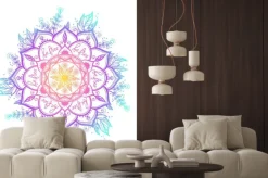 Naklejka: Round gradientowy mandala na białym odosobnionym tle. wektor