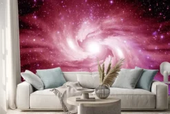 Naklejka: Różowa galaktyka spiralna z jasnym centrum