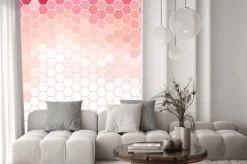 Naklejka: Różowe i białe sześciokątne siatki