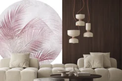 Naklejka: Różowe liście palmy