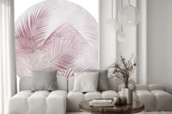 Naklejka: Różowe liście palmy