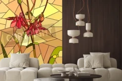 Naklejka: Różowe lilie w formie witrażu