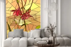Naklejka: Różowe lilie w formie witrażu