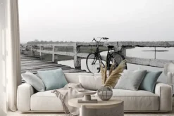 Naklejka: Rower na drewniany most