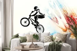 Naklejka: Rowerzysta podczas wykonywania ewolucji