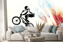 Naklejka: Rowerzysta podczas wykonywania ewolucji