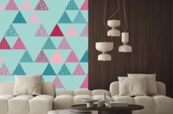 Naklejka: Różowy i niebieski teksturowane trójkąt wzór