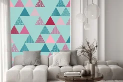 Naklejka: Różowy i niebieski teksturowane trójkąt wzór