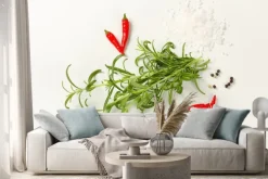 Naklejka: Rozmarynu, pieprzu i czerwone papryki chili