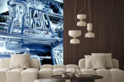 Naklejka: Rurociągi strefa przemysłowa, stalowe w niebieskich kolorach